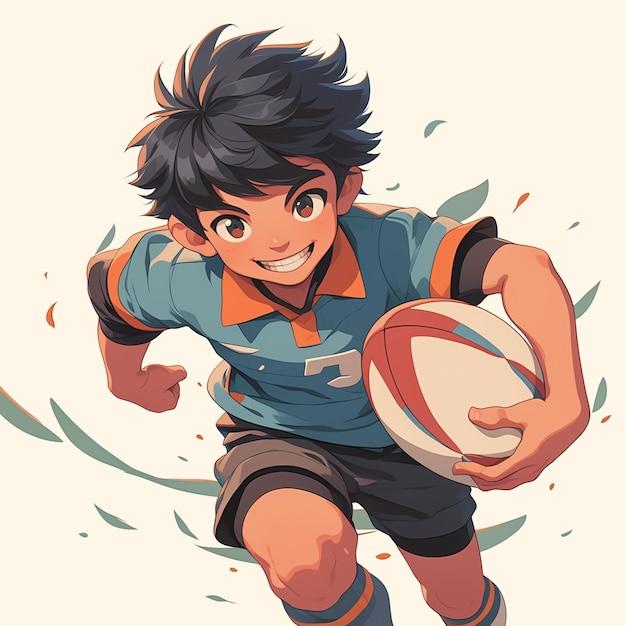 Pacific Islander Teen Boy Playing Rugby