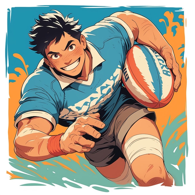 Pacific Islander Teen Boy Playing Rugby