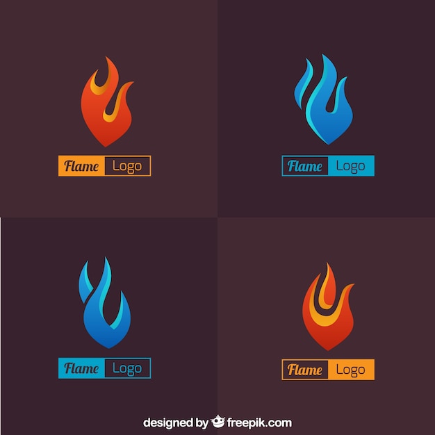 Pack of abstract flame logos