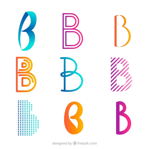 Pack of abstract logos of letter "b"