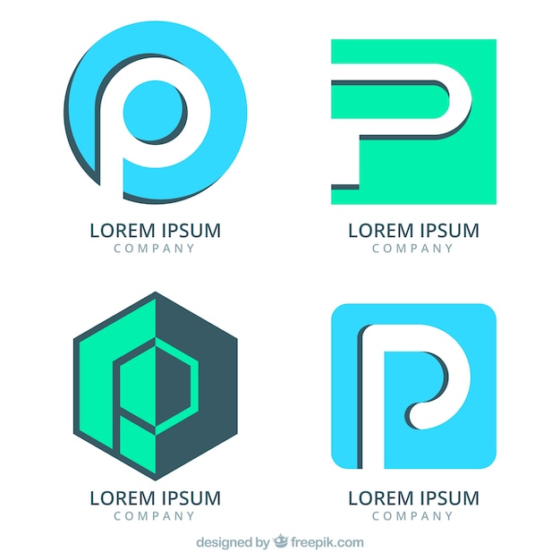 Vector pack of abstract logos with letter p