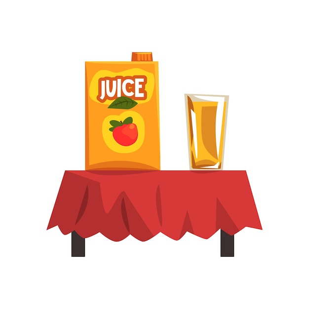 Pack of apple juice and glass vector Illustration isolated on a white background