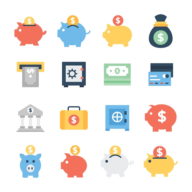 Pack Of Banking Flat Icons