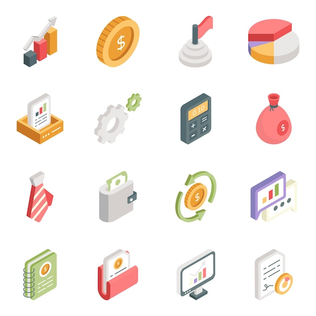 Pack of Business and Corporate Isometric Icons