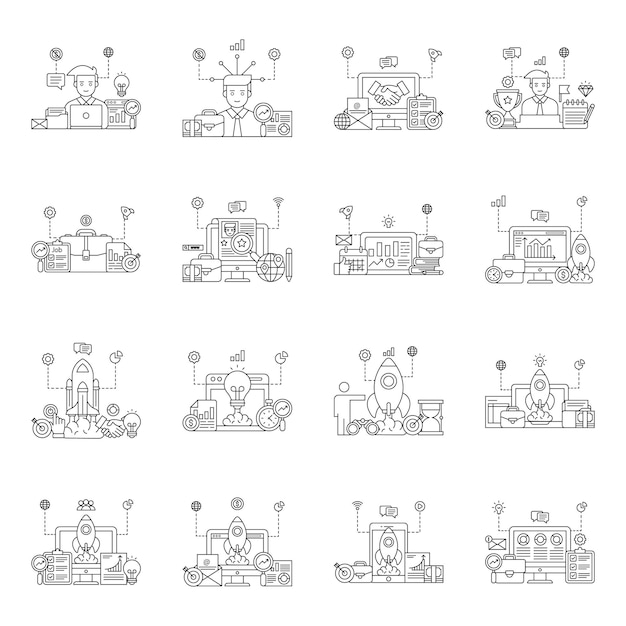 Pack of Business Linear Illustration