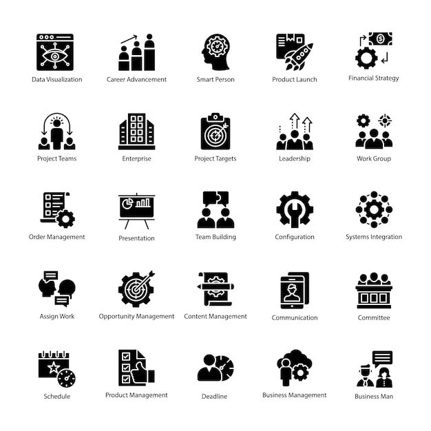 Pack of Business Management Icon Vector