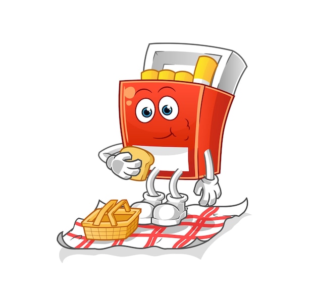 Pack of cigarette on a picnic cartoon cartoon mascot vectorxA