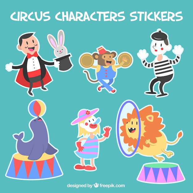 Pack of circus character stickers