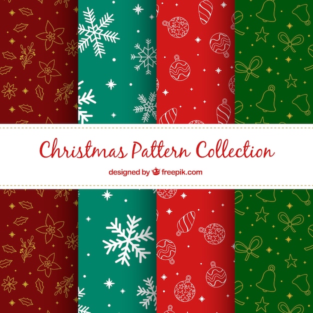 Pack of colored patterns with christmas drawings