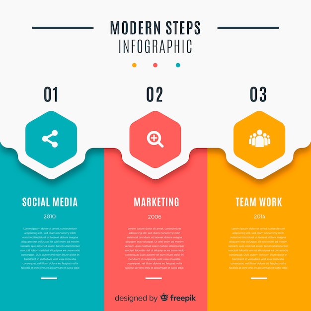 Pack of colorful infographic steps