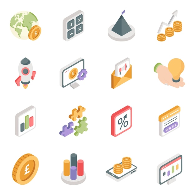 Pack of Corporate Isometric Icons