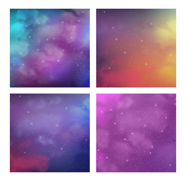 Pack of cosmic background or cover set with magic bright colors