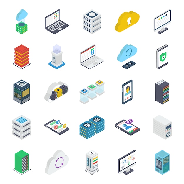 Pack Of Database Isometric Icons