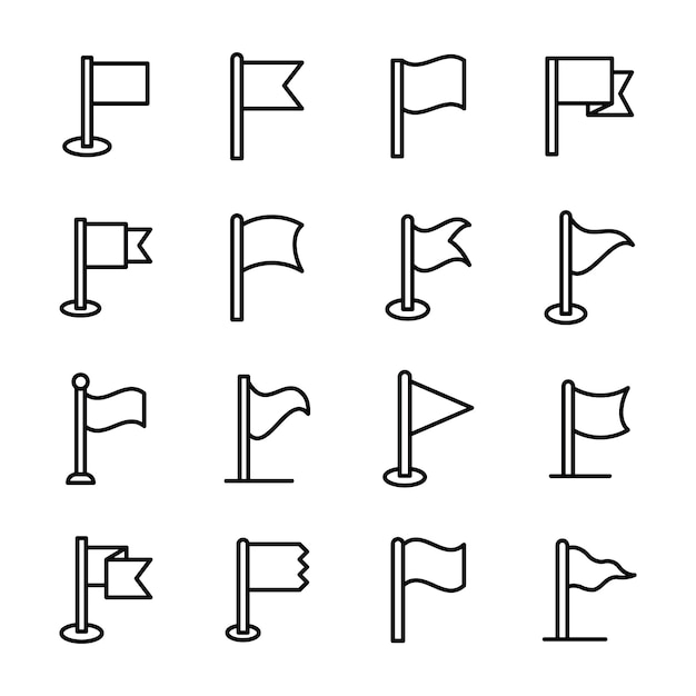 Pack Of Flag Line Icons