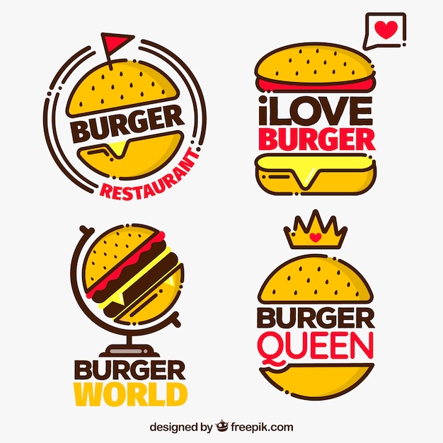 Pack of four burger logo with red details