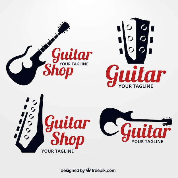 Pack of guitar logos with silhouettes