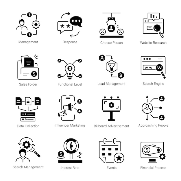 Pack of Lead Generation and Marketing Approach Linear Icons