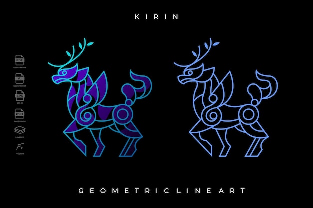 Pack of Lineart Kirin Tattoo Illustration