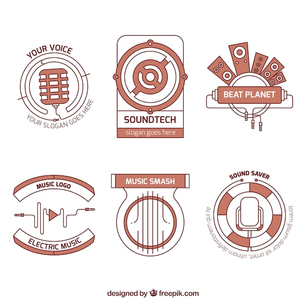 Pack of logos music studio in modern style