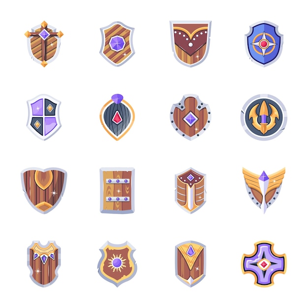 Pack of Medieval Shields Flat Icons