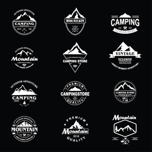 Pack Of mountain vintage logo 