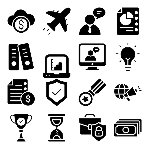 Pack of Office and Business Glyph Icons