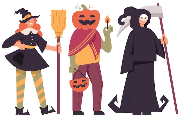 Pack of people in halloween costumes