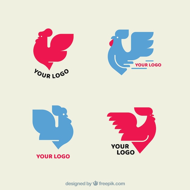 Pack of pink and blue logos with chickens