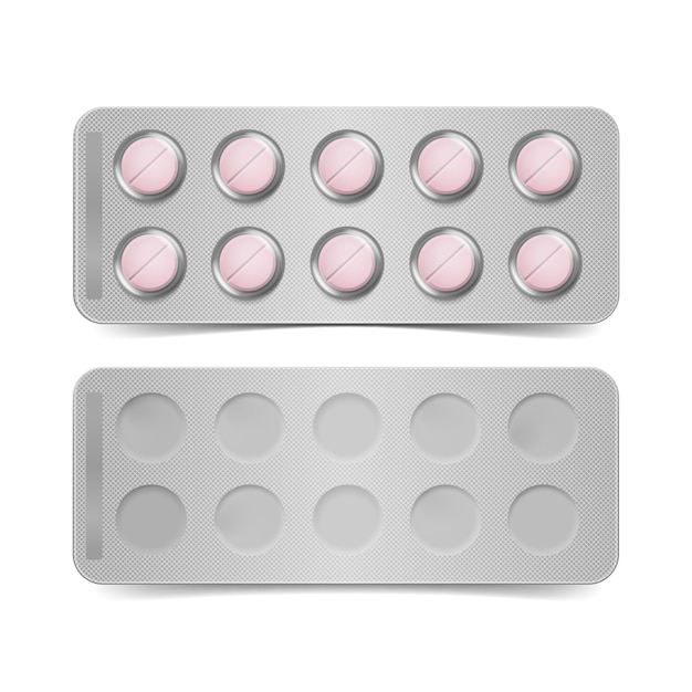  Pack of Pink Pills Isolated on White Background