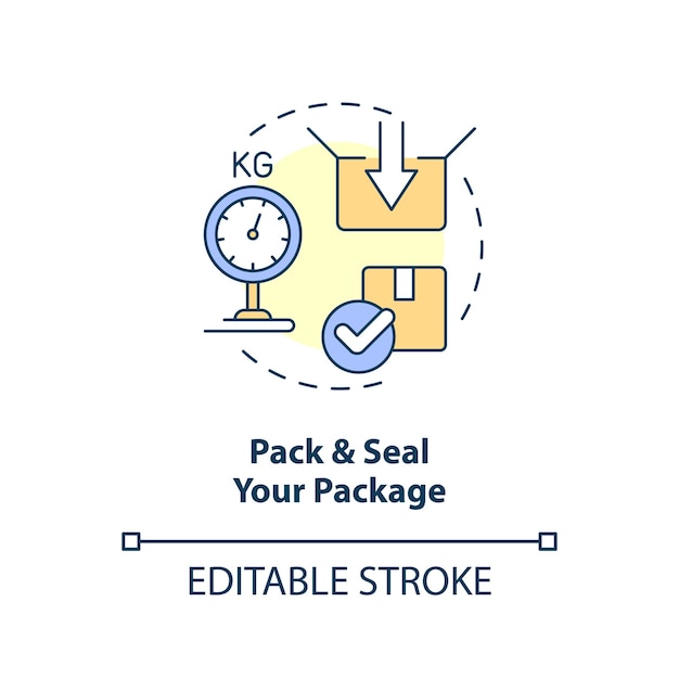 Pack and seal your package concept icon