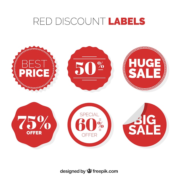 Pack of six circular discount stickers