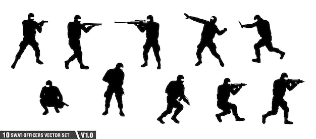 a pack of swat officers silhouette