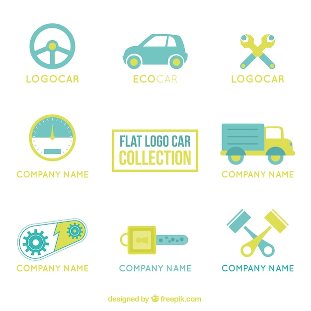 Pack of transport logos in flat design