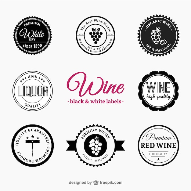 Vector pack of wine and liquor labels