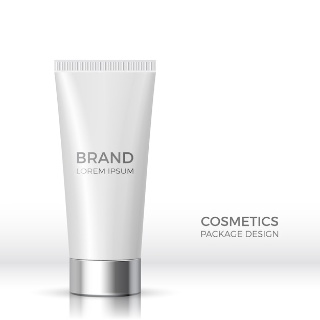 Package  cosmetic products. White realistic tube.  illustration.