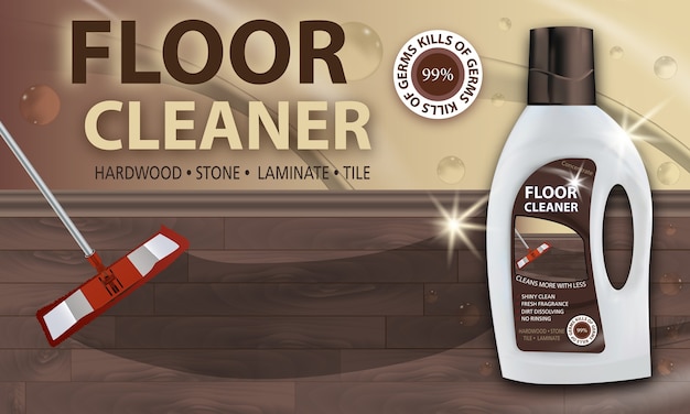 Package floor cleaner. Disinfectant cleaner for washing floors.