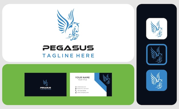 Package logos and business card templates Vector logo of a silhouette of a pegasus