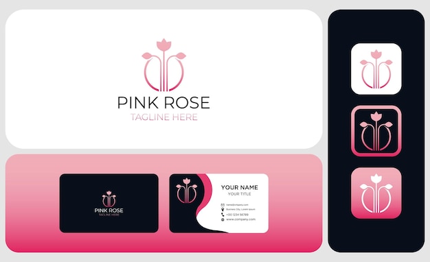 Packages of logos and business card templates rose logo design modern template