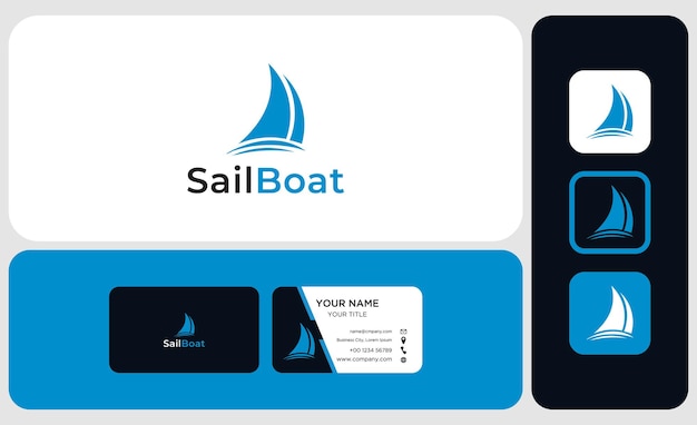 Packages of logos and business card templates sailing boat logo design vector inspiration