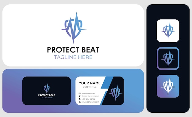 Packages of logos and business card templates Shield Security Cardiogram Health Heart Beat Logo