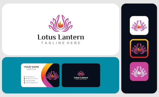 Packages of logos and business cards Abstract Lotus and lantern symbol vector