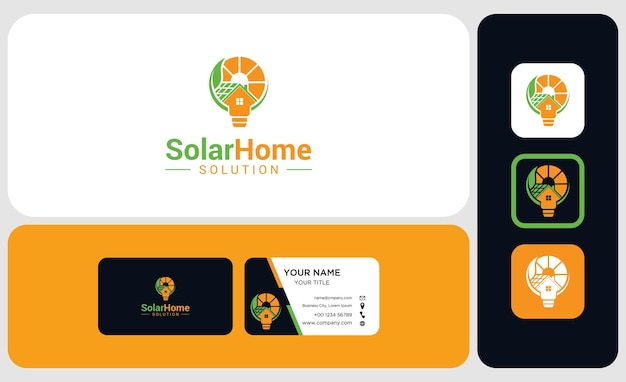 Packages of logos and business cards home bulb and solar tech energy logo design template