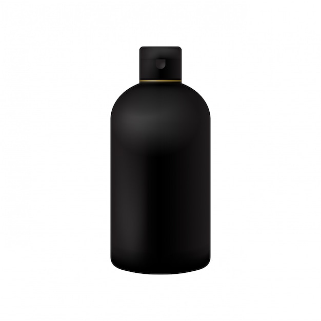 packaging black beauty products cosmetics bottle on isolated white