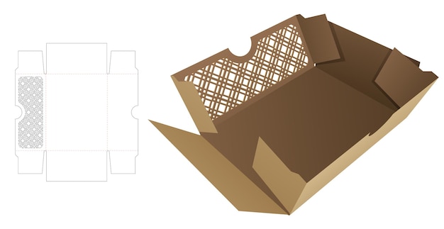 packaging box die cut template and 3D mockup