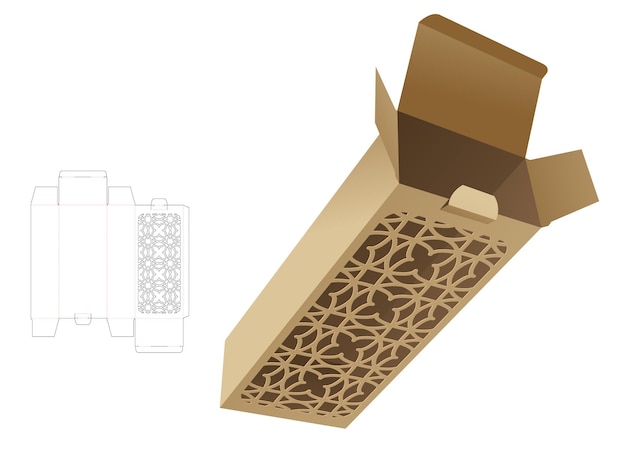 packaging box die cut template and 3D mockup