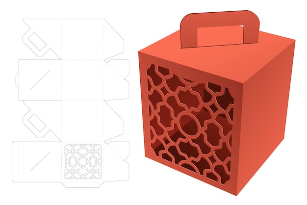 packaging box die cut template and 3D mockup