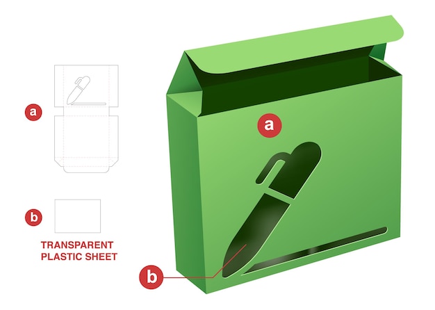 packaging box die cut template and 3D mockup