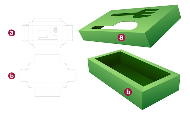 packaging box die cut template and 3D mockup