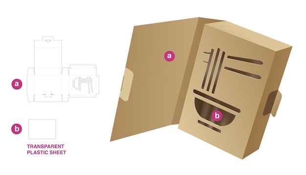 packaging box die cut template and 3D mockup