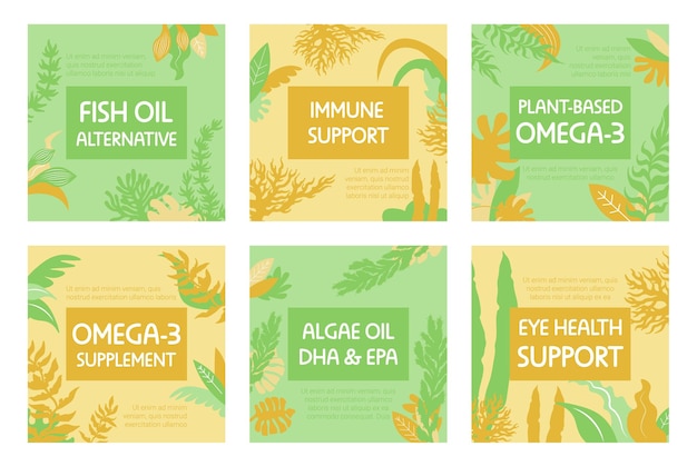 Packaging label design set for omega supplement